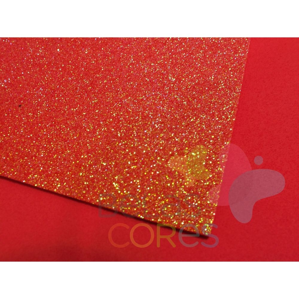 Folha De Eva 40x60cm Glitter Neon Vermelho 5 Unidades Belascores 7825