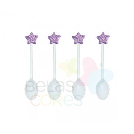 colherzinha-acrilica-branca-aplique-estrela-lilas-tamanho-pp-50-unidades colherzinha-acrilica-branca-aplique-estrela-lilas-tamanho-pp-50-unidades