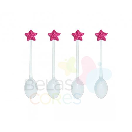 colherzinha-acrilica-branca-aplique-estrela-pink-tamanho-pp-50-unidades colherzinha-acrilica-branca-aplique-estrela-pink-tamanho-pp-50-unidades