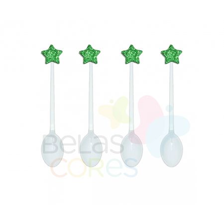 colherzinha-acrilica-branca-aplique-estrela-verde-escuro-tamanho-pp-50-unidades colherzinha-acrilica-branca-aplique-estrela-verde-escuro-tamanho-pp-50-unidades