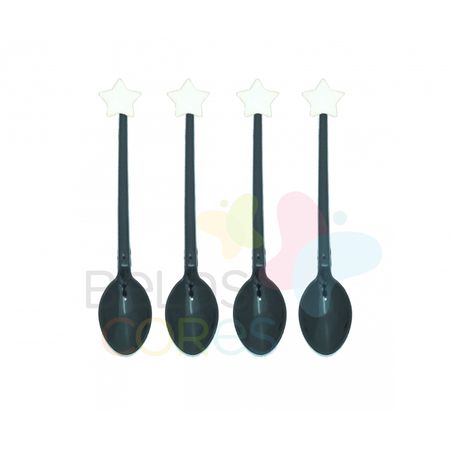 colherzinha-acrilica-preta-aplique-estrela-branco-tamanho-pp-50-unidades colherzinha-acrilica-preta-aplique-estrela-branco-tamanho-pp-50-unidades