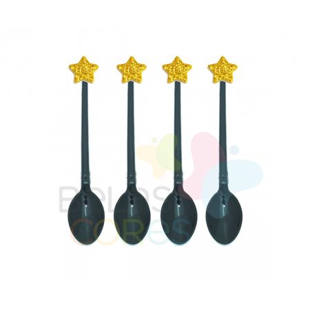 colherzinha-acrilica-preta-aplique-estrela-ouro-tamanho-pp-50-unidades colherzinha-acrilica-preta-aplique-estrela-ouro-tamanho-pp-50-unidades