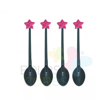 colherzinha-acrilica-preta-aplique-estrela-pink-tamanho-pp-50-unidades colherzinha-acrilica-preta-aplique-estrela-pink-tamanho-pp-50-unidades