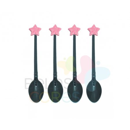 colherzinha-acrilica-preta-aplique-estrela-rosa-tamanho-pp-50-unidades colherzinha-acrilica-preta-aplique-estrela-rosa-tamanho-pp-50-unidades