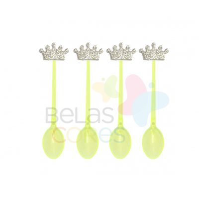 colherzinha-acrilica-amarela-aplique-coroa-prata-tamanho-p-50-unidades colherzinha-acrilica-amarela-aplique-coroa-prata-tamanho-p-50-unidades