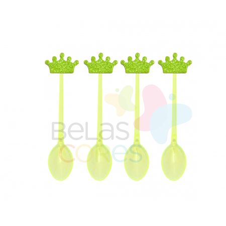 colherzinha-acrilica-amarela-aplique-coroa-verde-claro-tamanho-p-50-unidades colherzinha-acrilica-amarela-aplique-coroa-verde-claro-tamanho-p-50-unidades