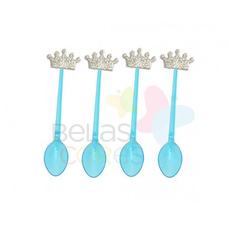 colherzinha-acrilica-azul-aplique-coroa-prata-tamanho-p-50-unidades colherzinha-acrilica-azul-aplique-coroa-prata-tamanho-p-50-unidades