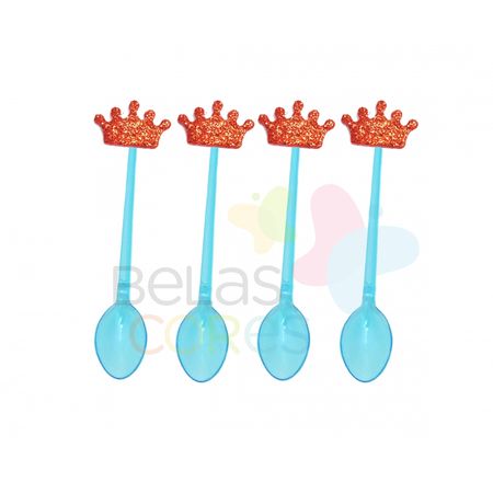 colherzinha-acrilica-azul-aplique-coroa-vermelho-tamanho-p-50-unidades colherzinha-acrilica-azul-aplique-coroa-vermelho-tamanho-p-50-unidades
