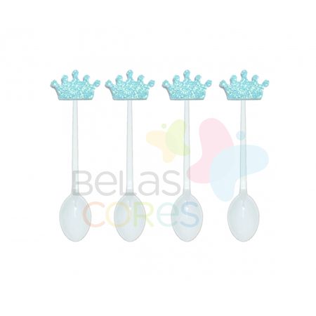 colherzinha-acrilica-branca-aplique-coroa-azul-claro-tamanho-p-50-unidades colherzinha-acrilica-branca-aplique-coroa-azul-claro-tamanho-p-50-unidades