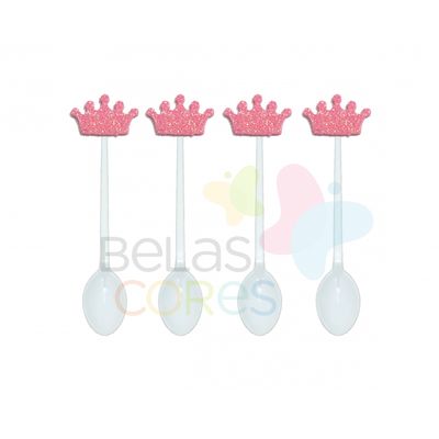 colherzinha-acrilica-branca-aplique-coroa-rosa-tamanho-p-50-unidades colherzinha-acrilica-branca-aplique-coroa-rosa-tamanho-p-50-unidades