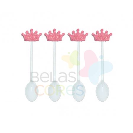 colherzinha-acrilica-branca-aplique-coroa-rosa-tamanho-p-50-unidades colherzinha-acrilica-branca-aplique-coroa-rosa-tamanho-p-50-unidades