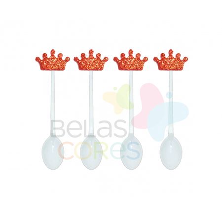 colherzinha-acrilica-branca-aplique-coroa-vermelho-tamanho-p-50-unidades colherzinha-acrilica-branca-aplique-coroa-vermelho-tamanho-p-50-unidades