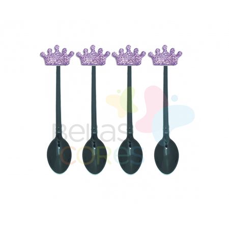 colherzinha-acrilica-preta-aplique-coroa-lilas-tamanho-p-50-unidades colherzinha-acrilica-preta-aplique-coroa-lilas-tamanho-p-50-unidades