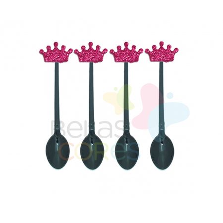 colherzinha-acrilica-preta-aplique-coroa-pink-tamanho-p-50-unidades colherzinha-acrilica-preta-aplique-coroa-pink-tamanho-p-50-unidades