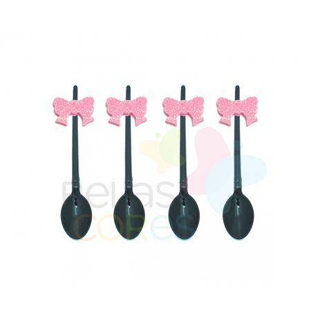colherzinha-acrilica-preta-aplique-laco-rosa-tamanho-p-50-unidades colherzinha-acrilica-preta-aplique-laco-rosa-tamanho-p-50-unidades